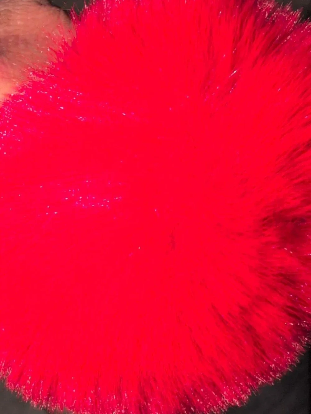 Red Faux Fur Pom Pom Keychain